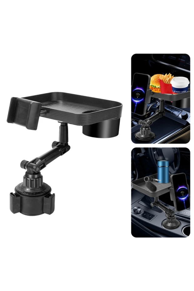 Black Car Food RotatableTrays for Eating in Parked ,Desk for Laptop,Cup Holder