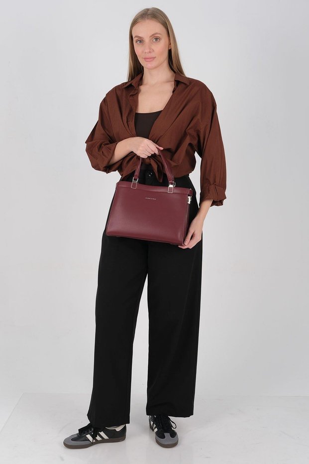 Burgundy - Burgundy Leather Women's Handbag Sp1237