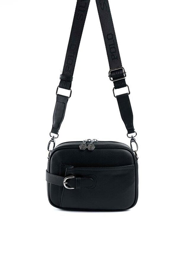 Black - Black Plain Women's Crossbody Bag Sp1256