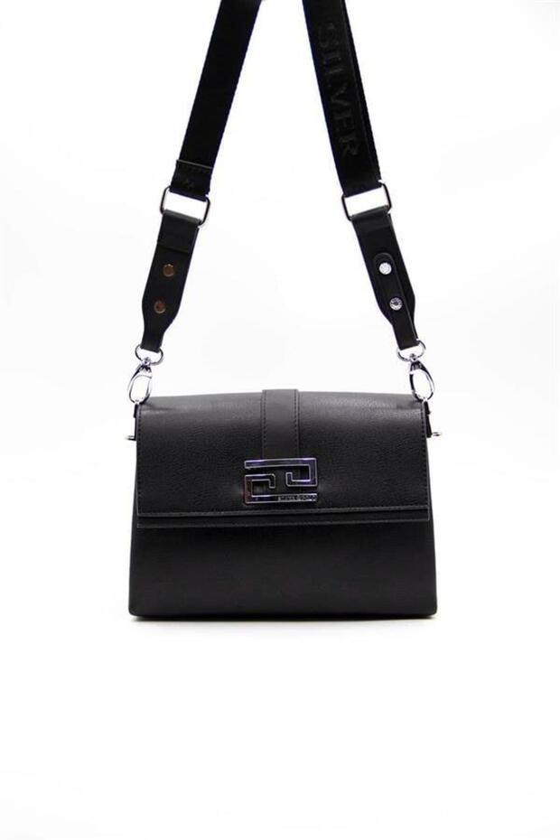 Black - Black Plain Women's Crossbody Bag Sp1009
