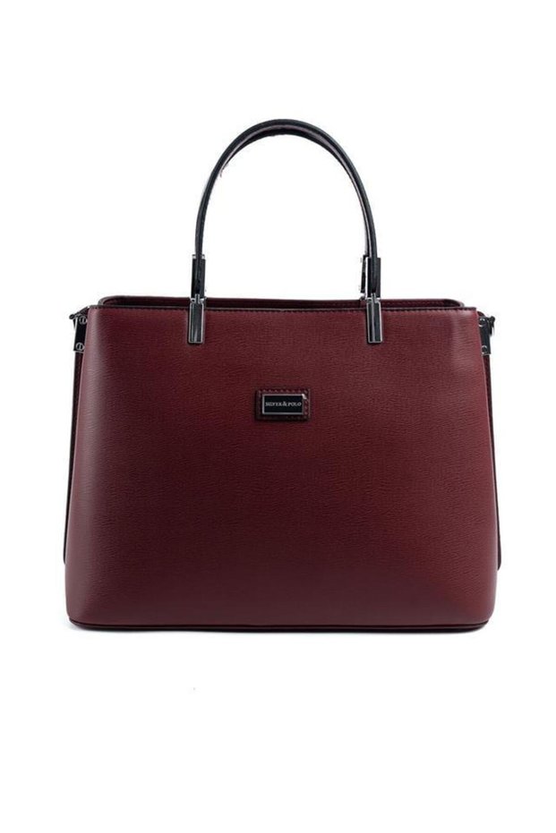 Burgundy - Burgundy Plain Women's Handbag Sp924