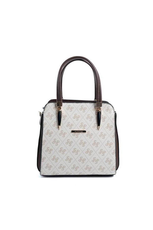 Beige - Brown Monogram Women's Handbag Sp1136