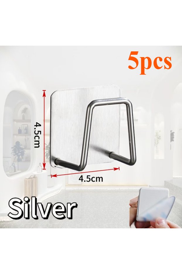 Silver-5pcs 1-5pcs Stainless Steel Sink Sponge Rack for Sponge Steel Wire Ball Draining Paste The In