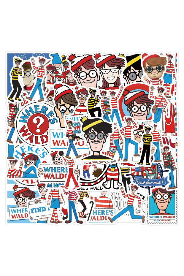 50pcs 50PCS Wheres Waldo Sticker Cartoon Graffiti Decoration Laptop Luggage Guitar Phone Skateboard