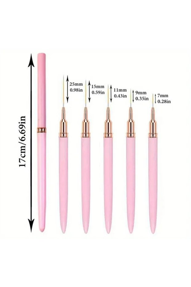 Pink LULAA Nail Art Liner Brushes Painting Detail Nail Brushes for Nail Art Dotting Drawing and Long