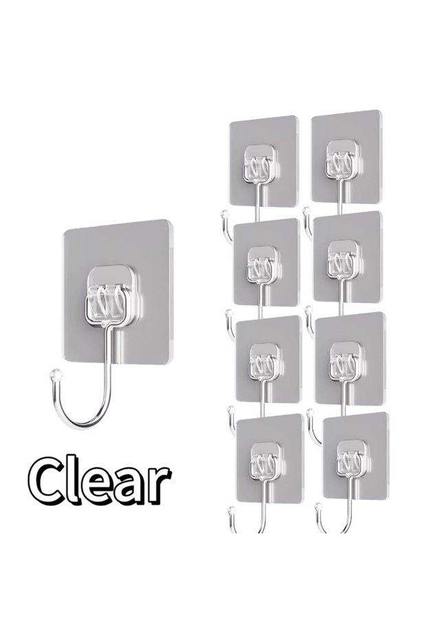 10PCS clear L Self Adhesive Hooks Rotating Waterproof Strong Sticker Holder Wall Door Storage Hangin
