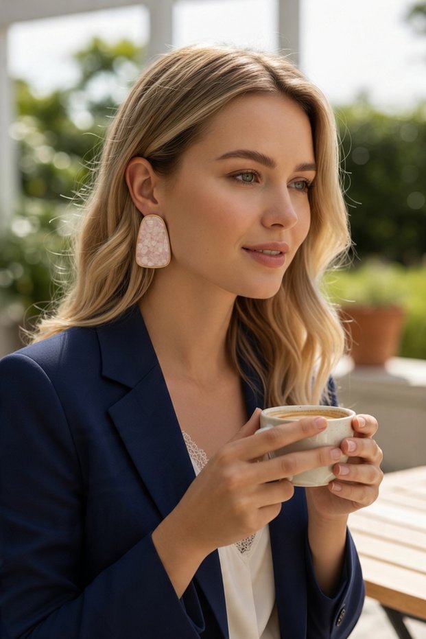 Pink Pearlescent Elegant Casual and Stylish Women's Earrings
