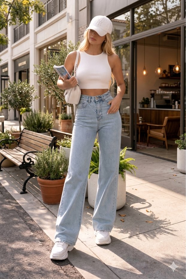 Melody Adel Women's Jeans Wide Leg Super Comfortable High Waist Loose Wide Leg Jean Palazzo Denim Trousers