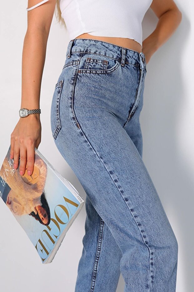 Lily Women's High Waist Mom Jeans Lycra Stretch Denim Pants