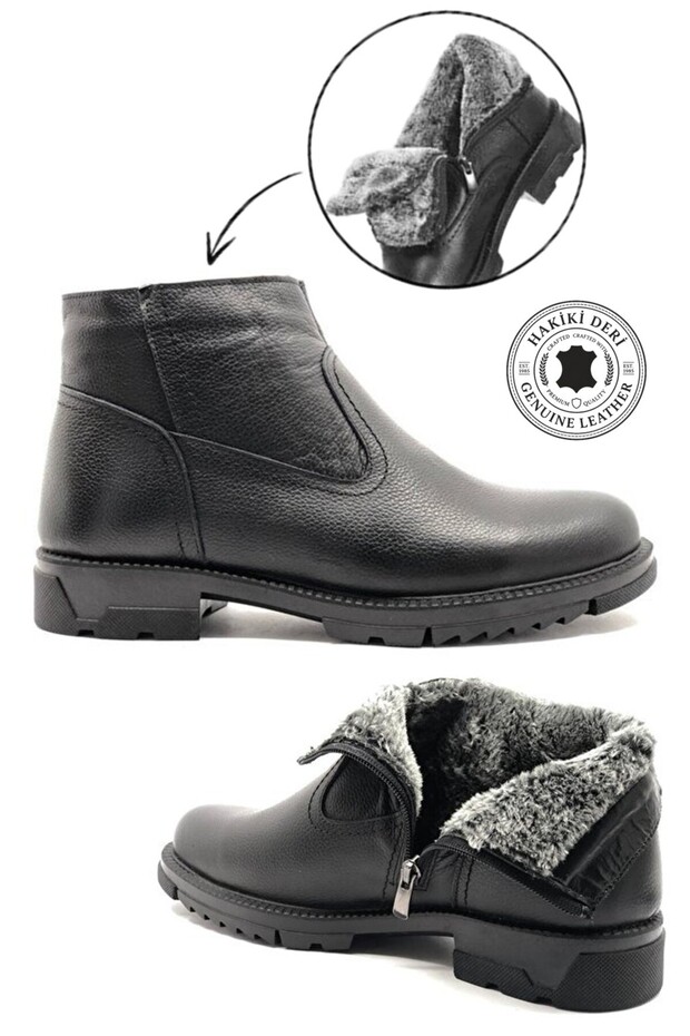 Exclusive Geppetto Genuine Leather Fur Thermo Insole Winter Zippered