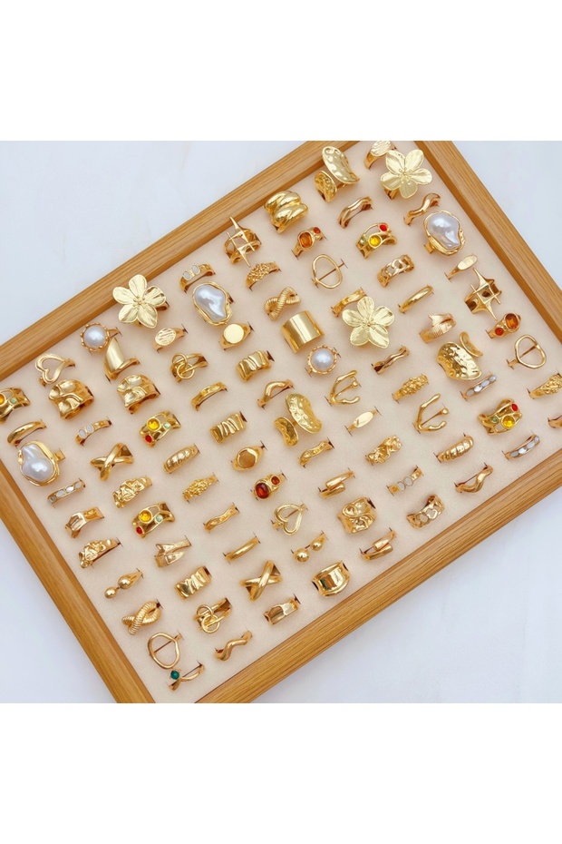 resizable 10Pieces Style Two 10/20/30Pieces Fashion Flowers Geometric Irregular Line Open Ring Set F