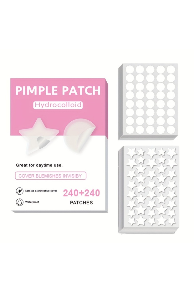 FS 480PCS 240+240Count Adult Transparent Star-Shaped Acne Patches - Effective Pore Cleansing Strips,