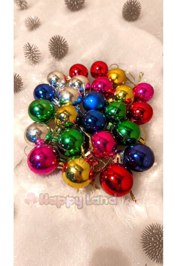 Christmas Tree Decoration 6 Cm Colorful 24 Pieces Mixed Color Cute Balls