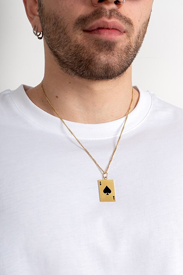 316L Steel Gold Poker Necklace