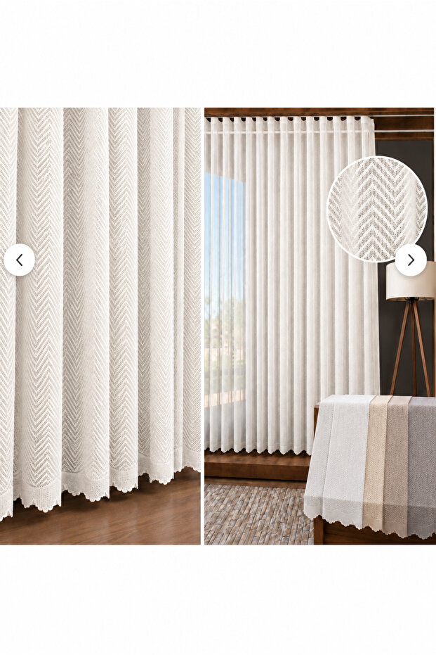 Herringbone Knitted Tulle, Wrinkle-Free Tulle, New Season-Off-White