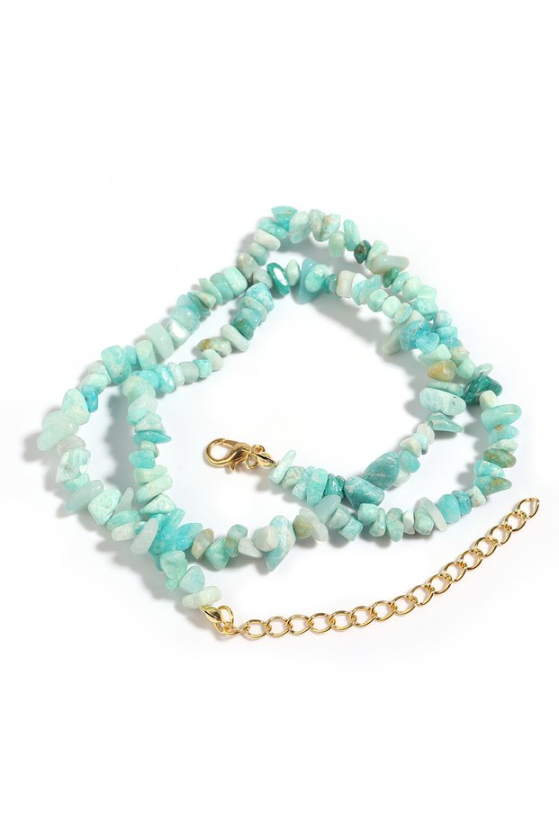43cm Style 23 Natural Blue Stone Choker Necklace Irregular Healing Gravel Aquamarines Crystal Quartz