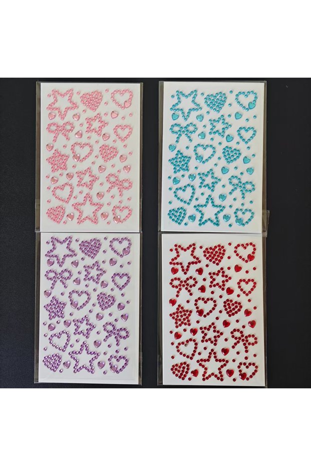 B 4-Piece Set Colorful Cute Heart-Shaped Five-Pointed Star 3D Diamond Stickers, Children's Face Stic