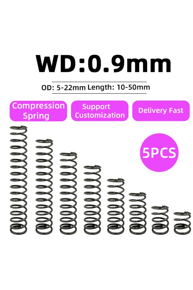 8mm 30mm 0.9mm WD0.9mm 5PCS Compression Spring Wire Diameter 0.9mm Return Spring Steel Pressure Spri