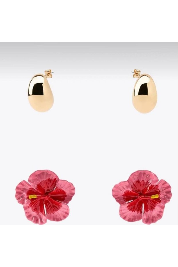 طقم أقراط على شكل زهرة من ماركة Zr ملونة