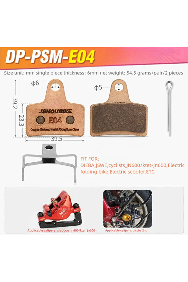 PSM-E04-2PAIRS 1/2/4/8 pairs Sintered Metal hydraulic brake pad for Filel,DYISLAND ,JSWE,cyclists,JN
