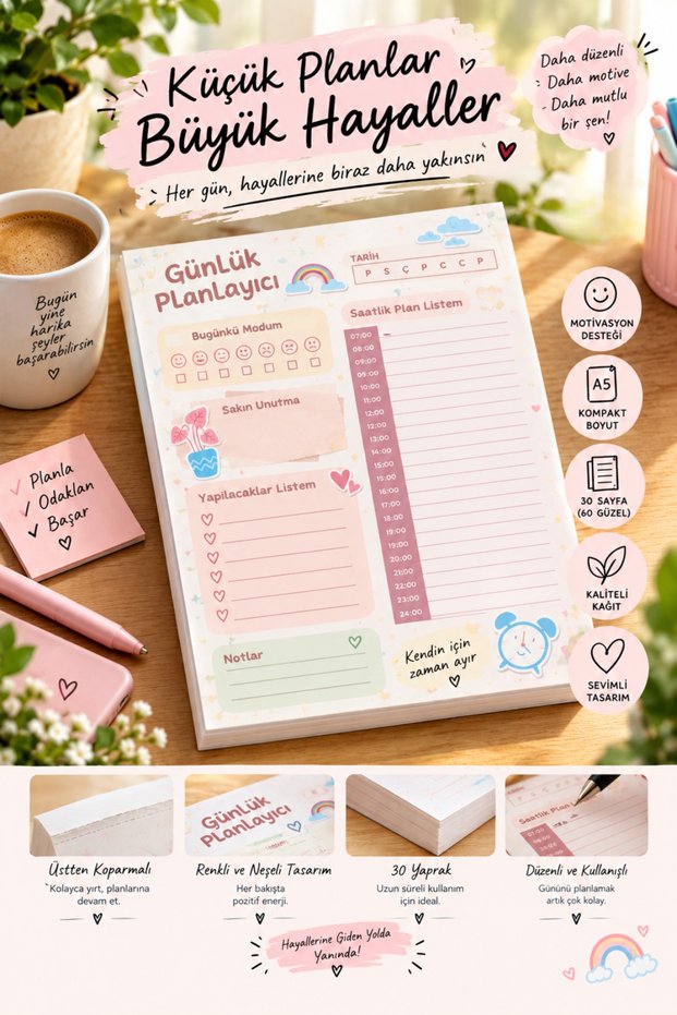 Daily Planner (Minimalist Design, A5, 30 Sheets)
