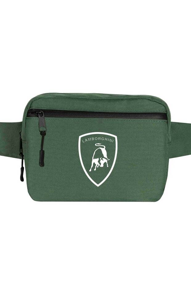 Lamborghni Logo White Waist Bag Green Color
