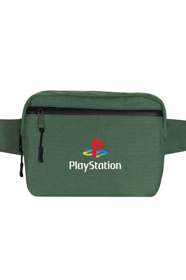 Playstation Logo White Waist Bag Green Color