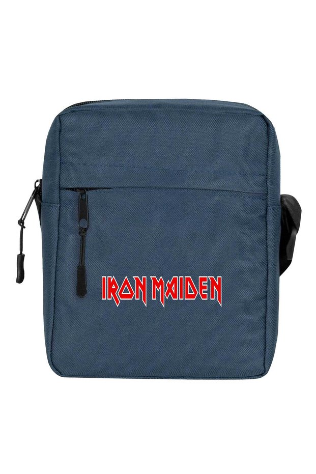 Iron Maiden Red Text Shoulder Bag Navy Blue Color