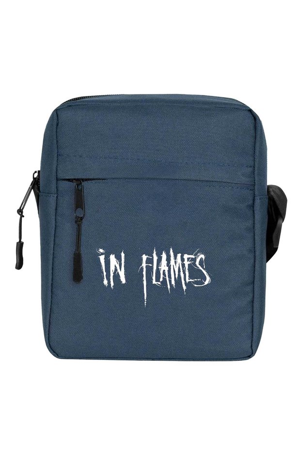 In Flames Logo Shoulder Bag Navy Blue Color