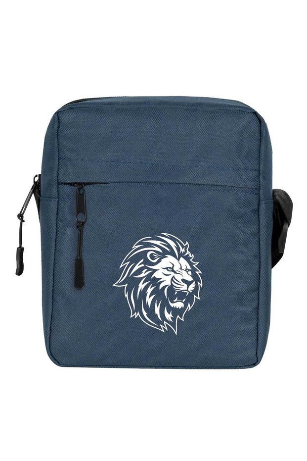 Black and White Lion Shoulder Bag Navy Blue Color