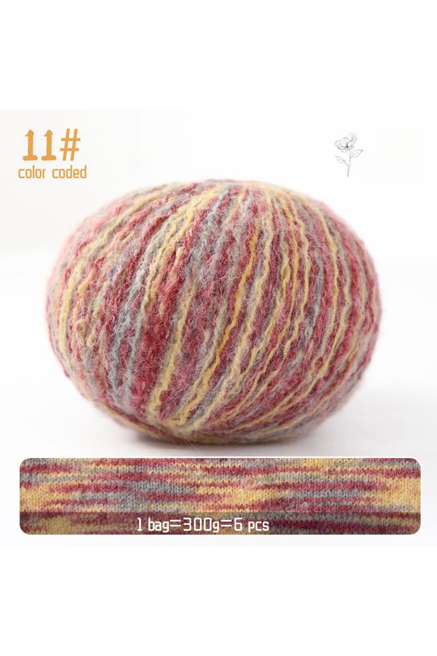 11 Morning Glories 300g Gradient Colorful Wool Mohair Yarn for Spring, Autumn, and Winter Hand Knitt