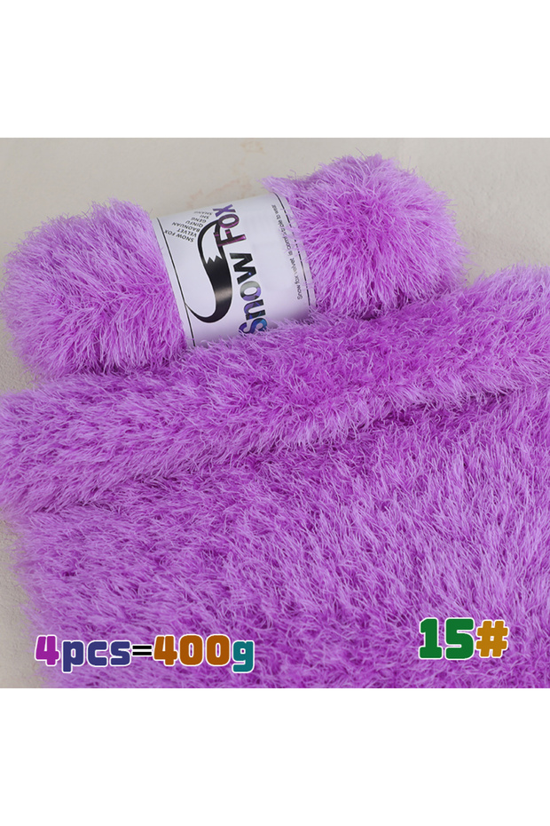 15 Deep Purple 400g Faux Fur Yarn, Feather Yarn, Eyelash Yarn, Chunky Yarn for Hand Knitting, Suitab