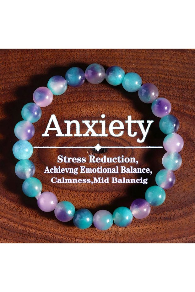 18cm 1pc Bohemian Colored Fluorite Bracelet - Unique Beaded Elastic Design, Adjustable Fit for Men &