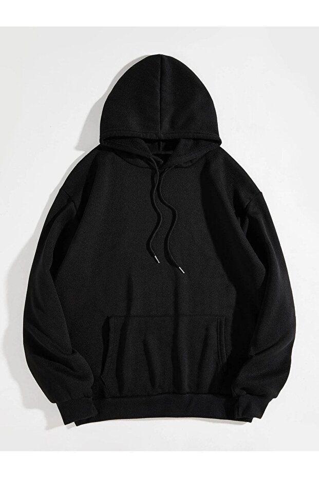 3 Thread Japanese Flower Sweatshirt - Black Printed Oversize Hoodie