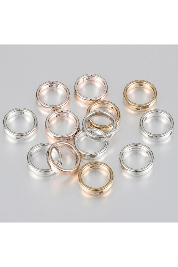 Mix color 50pcs 15mm Round Frame Wrapped Bead Double Hole Ring Spacer Beads Cap for Jewelry Making D