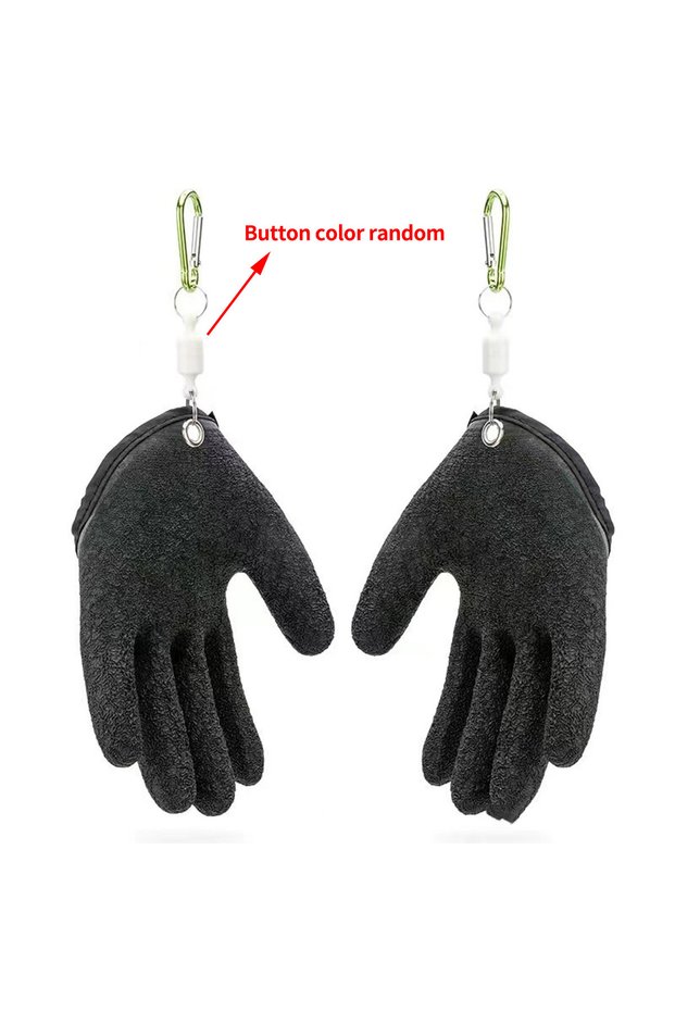 black buckle Fishing Gloves - Professional Anti-Slip Catch Fish Gloves,Puncture Proof Ice Fishing Gl