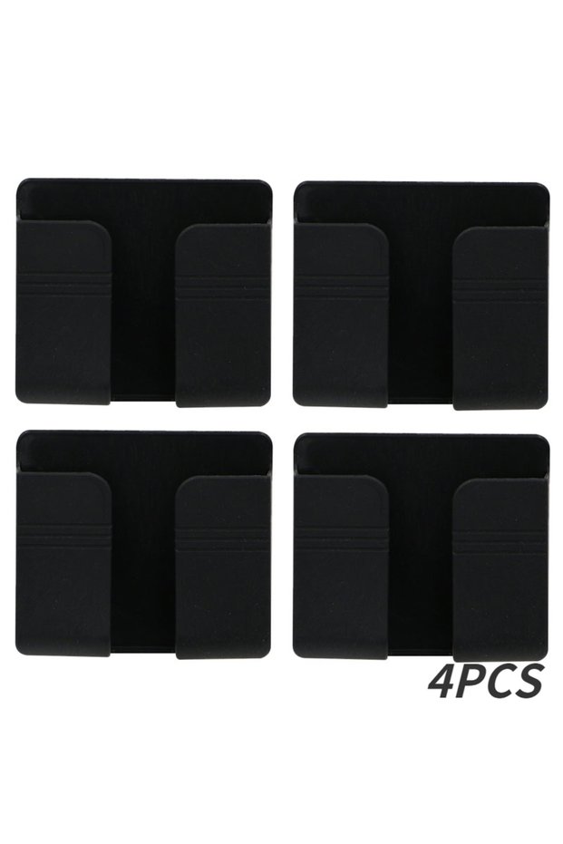 4PCS-Black Multifunction Mobile Phone Holder Wall Mounted Organizer Storage Box Wall Remote Control