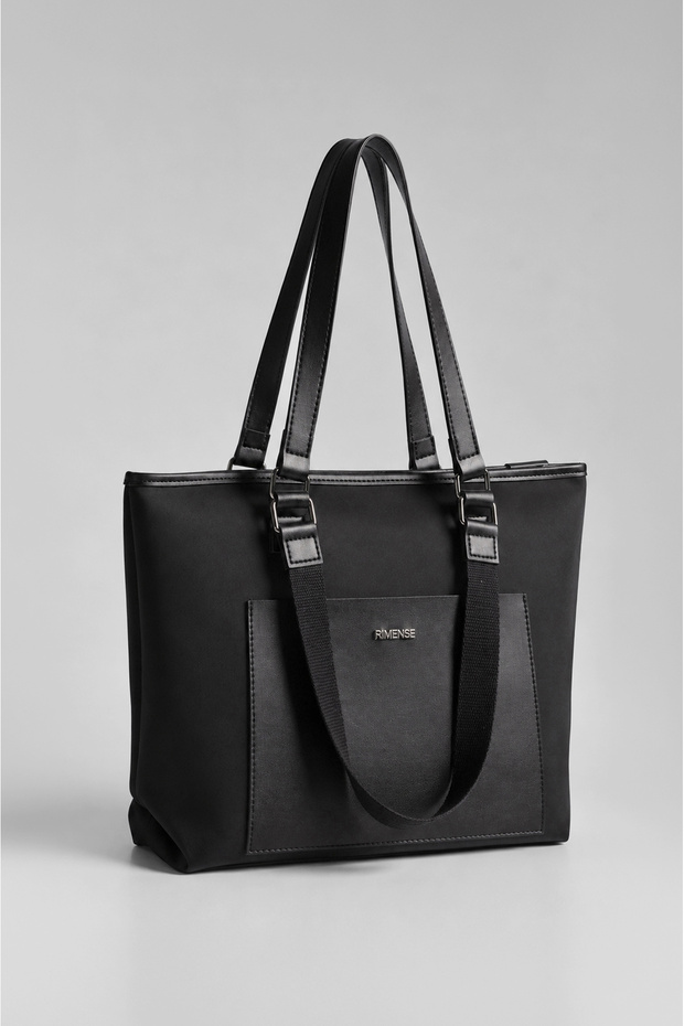 Women's Black Lined Hand and Shoulder Bag