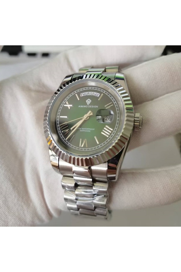 green wfs Sapphire Crystal Men's Watch Beat Quartz Movement Waterproof Swimming Vintage Luxury Busin