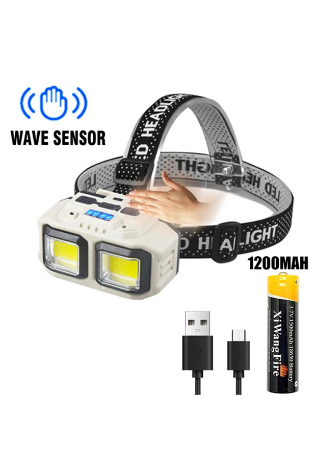 Sensor 1200mAh Powerful LED Induction Headlamp 4 Lighting Modes Type-C Charge Head Flashlight Outdoo