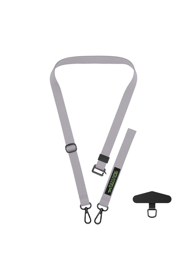 Gray 2 in 1 Adjustable Nylon Shoulder Lanyard Wristband Hanging Neck Crossbody Universal Long Hand S