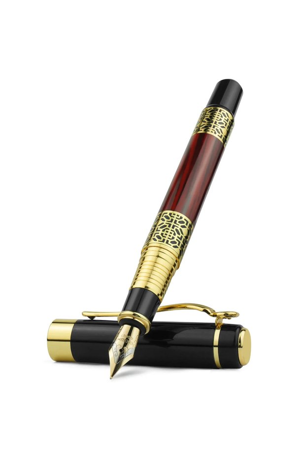 F Brown Retro Metal Fountain Pen F Nib Classic Design with Converter High Quality For Business Writi