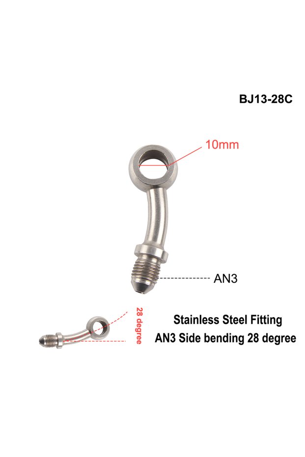 BJ13-28C AN3 Motorcycle Motor Bike Hydraulic Brake Oil Hose Line Banjo Fitting m10x1 stainless Steel