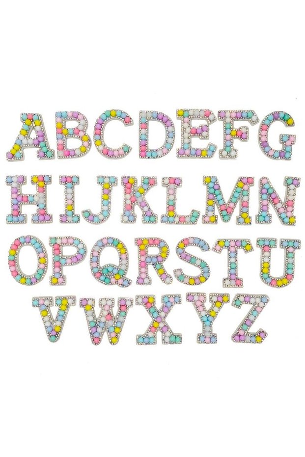 A-Z 26pcs 26pcs 1set A-Z Alphabet Pearl Letter Patches Iron-on Rhinestone Diamond Garment Hats Bags