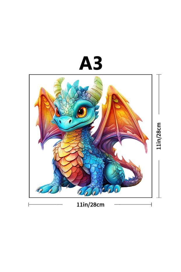 Z096-A3 Wooden Puzzle Colored Dragon Gift Box Beautiful Gift Irregular Shaped Puzzle Christmas Gift