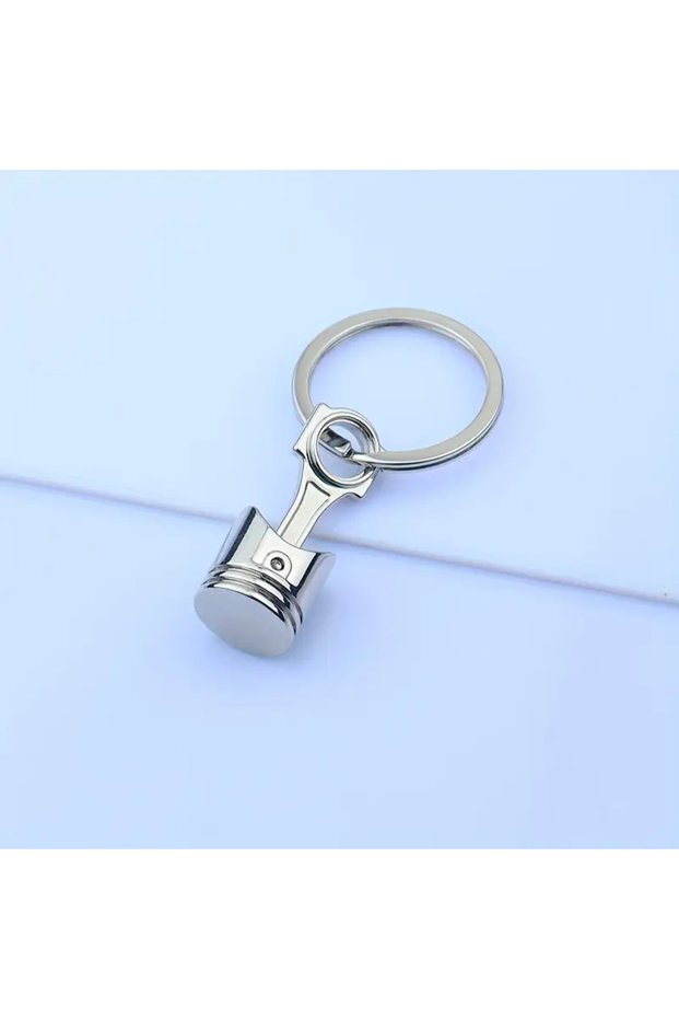 White 1 piece creative engine piston keychain car keychain pendant simple motorcycle piston pendant