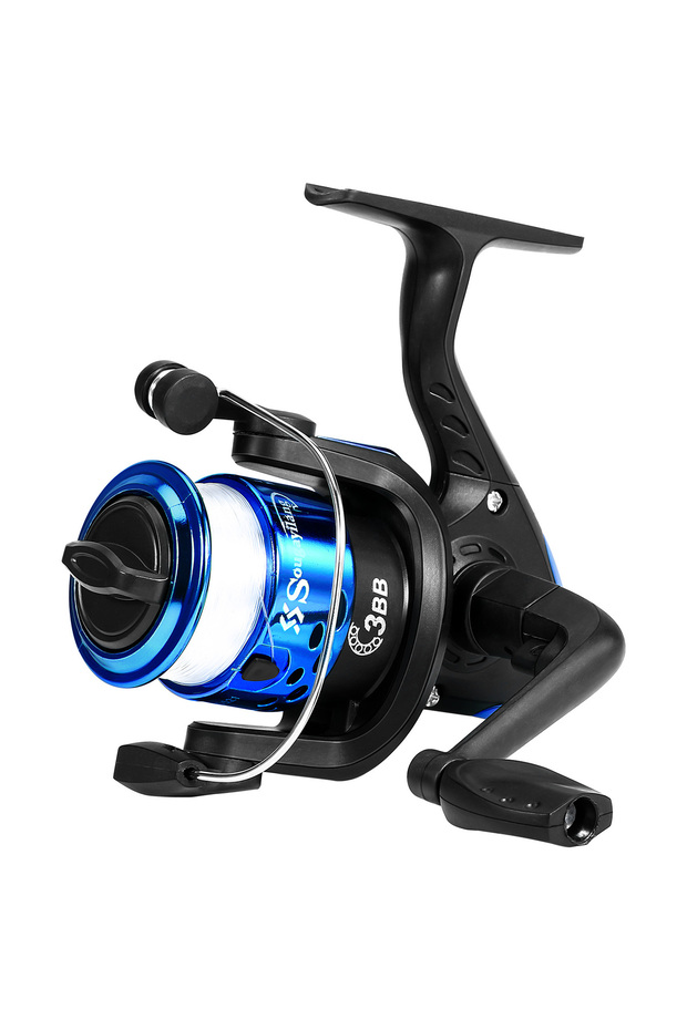Blue Sougayilang Spinning Fishing Reel 5.2:1 Gear Ratio Plastic Mini Fishing Reel Nylon Line Saltwat