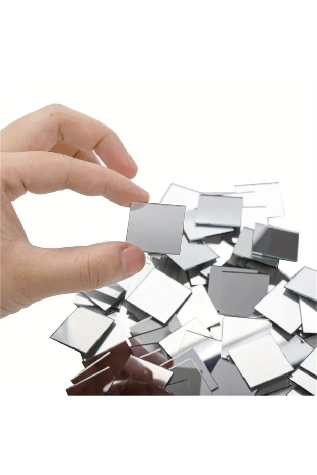 3cm(50pcs) Silver 50pcs Mini Square Silver 3cm Glass Mirror Tiles Small True Glass Mosaic for DIY Cr