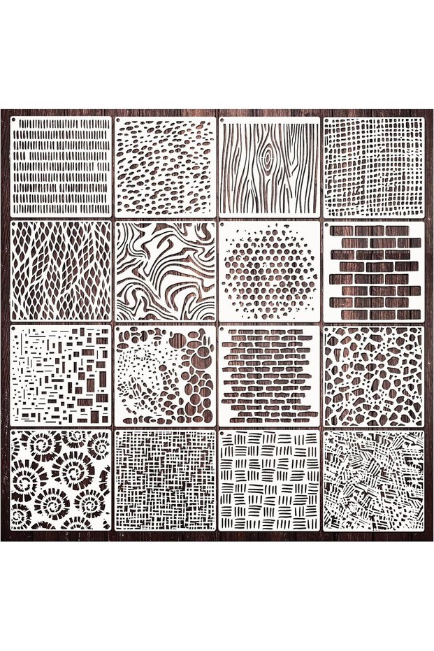 16pcs Bview Art 16 Reusable Textured Painting Stencils - Creative Scrapbooking & Journal Decoration