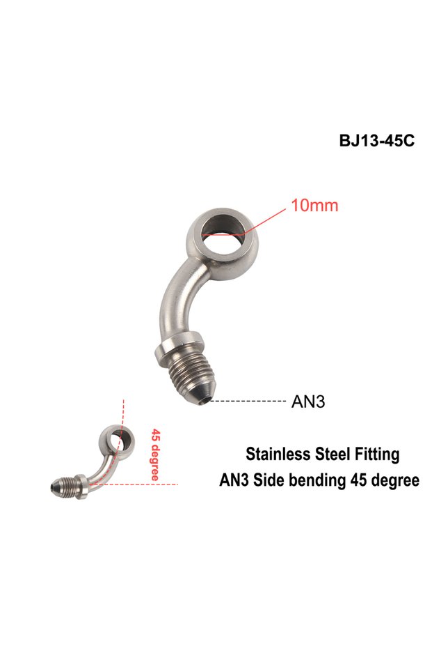BJ13-45C AN3 Motorcycle Motor Bike Hydraulic Brake Oil Hose Line Banjo Fitting m10x1 stainless Steel
